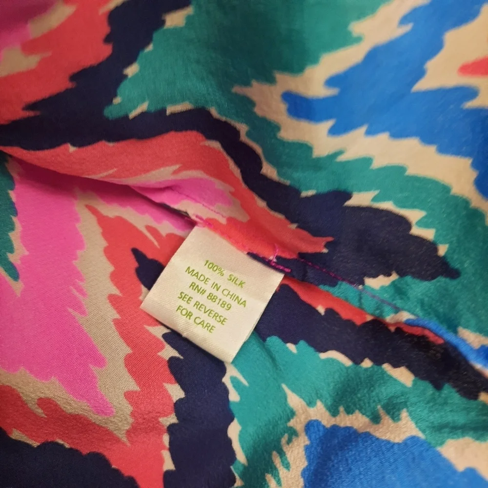 Lilly Pulitzer Chevron Elsa Silk  Multicolor Blouse - Picture 8 of 10